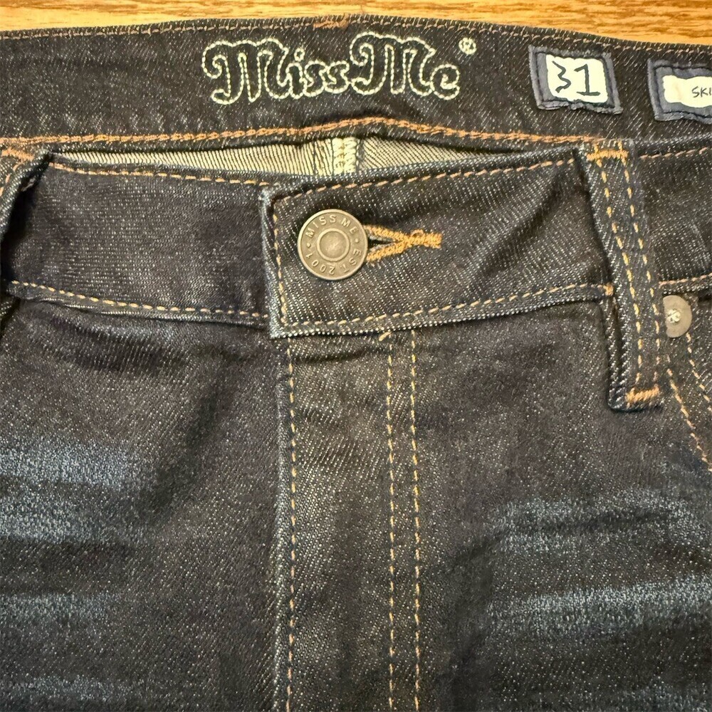 Miss Me Jeans Womens Size 31 Dark Wash Skinny Sequin Pockets - Picture 11 of 12